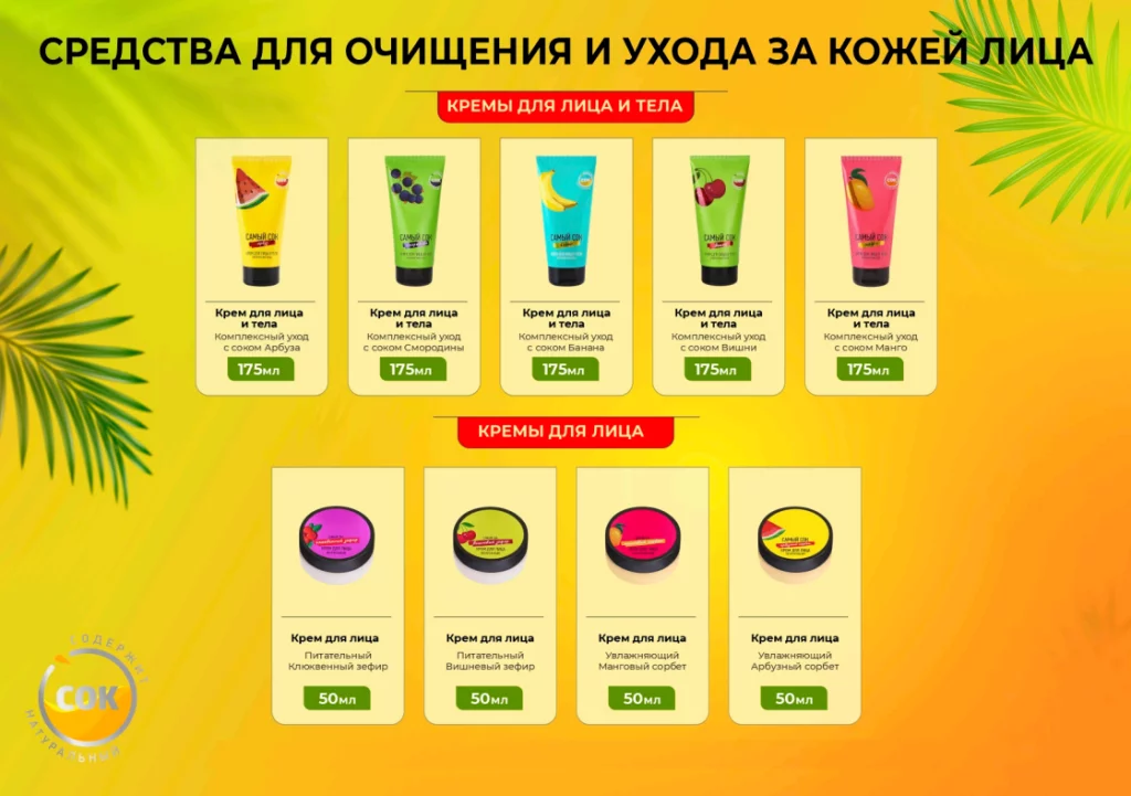 Самый сок - средства для очищения и ухода за кожей лица Самый сок - средства для очищения и ухода за кожей лица