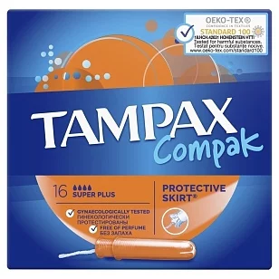 Tampax Тампоны Compak Super Plus, 16шт