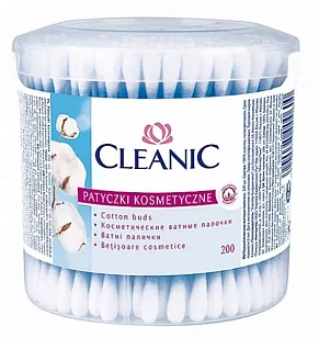 CLEANIC Ватные палочки стакан круглый 200шт