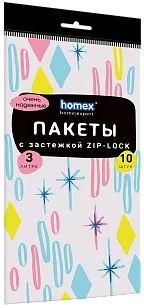 HOMEX Пакеты зип-лок д/заморозки и хранения Очень надёжные 3л 10шт