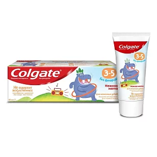 Colgate Зубная паста детская без фтора 3-5лет Нежная мята, 60мл