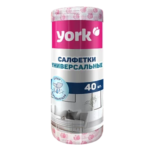 YORK Салфетки вискозные Тюльпан Премиум в рулоне 25х40см 40шт