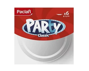 Paclan Party Тарелка пластиковая белая Classic 230мм 6шт