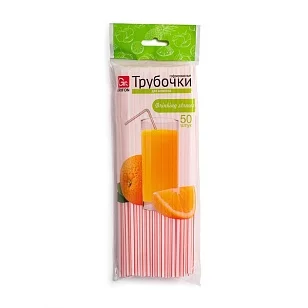 GRIFON Трубочки гофрированные для напитков 21см 50шт (п/эт) (50шт/кор)