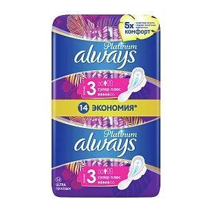 Always Ultra Platinum Super Plus Duo прокладки, 14шт
