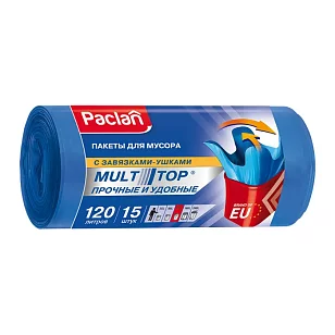 Paclan Мешки для мусора MULTI TOP 110х70см 120л, 15шт