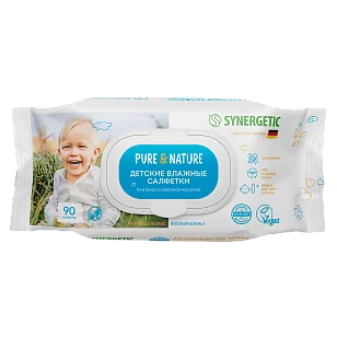 SYNERGETIC Салфетки влажные детские Пантенол и овсяное молочко 60шт