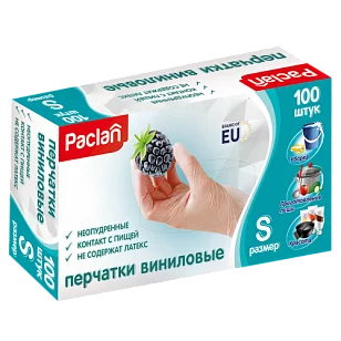 Paclan Перчатки виниловые S 100шт