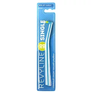 Revyline SM1000 SINGLE Зубная щетка монопучковая голубая/салатовая щетина мягкая