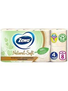 ZEWA Natural Soft Туалетная бумага 4-cлойная 8шт
