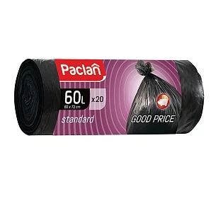 Paclan Мешки для мусора STANDART 60л 60х72см 20шт, (черные)