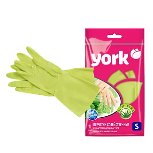 YORK Перчатки резиновые с экстрактом Алоэ р-р S*