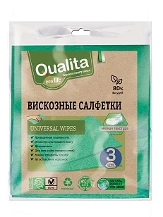 QUALITA Салфетки вискозные Eco life, 3шт