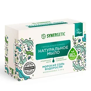 SYNERGETIC Туалетное мыло Морская соль и водоросли 90г*