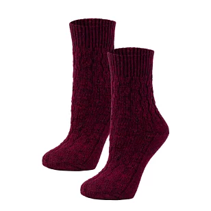 RuSocks Носки п/ш 10% с рельефным рис. жен. бордовые 23-25р-р