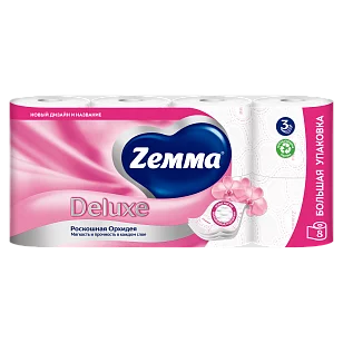 ZEMMA Deluxe Туалетная бумага 3-слойная Орхидея 8шт