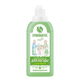 SYNERGETIC Средство для мытья посуды, игрушек Яблоко, 500мл