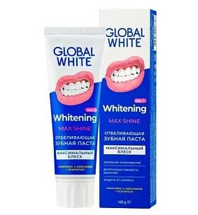 GLOBAL WHITE Зубная паста отбеливающая Max shine 100  г