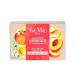 BioMio SUPERFOOD Мыло твердое Персик и ши 90г