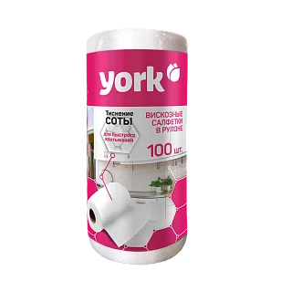 YORK Салфетки универсальные Соты в рулоне 22,5х25см 100шт