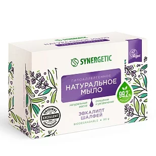 SYNERGETIC Туалетное мыло Эвкалипт и шалфей 90г