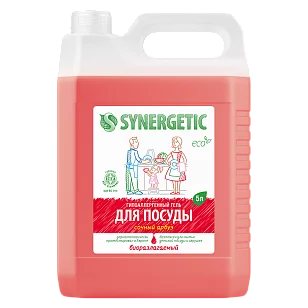 SYNERGETIC Средство для мытья посуды, игрушек Сочный арбуз, 5л