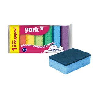 YORK Губки для посуды Колор Люкс 6+1шт