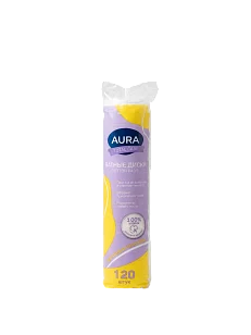 AURA TOTAL CARE Ватные диски п/э 120шт