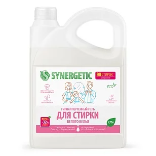 SYNERGETIC Средство для стирки для белого белья гель, 2,75л