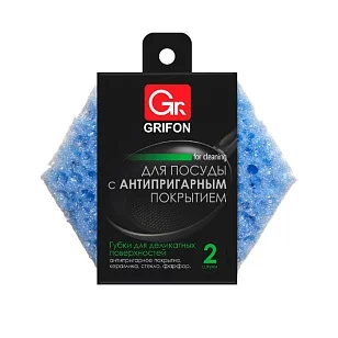 GRIFON Губки для посуды с антипригарным покрытием 75 × 90 × 25мм, 2шт