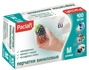 Paclan Перчатки виниловые M 100шт