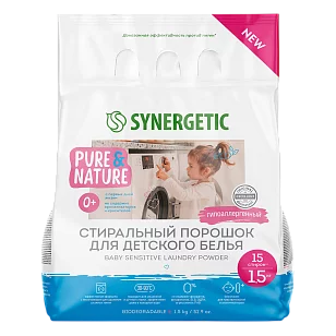 SYNERGETIC Стиральный порошок детский Baby Sensitive 1,5кг