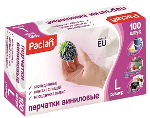 Paclan Перчатки виниловые L 100шт