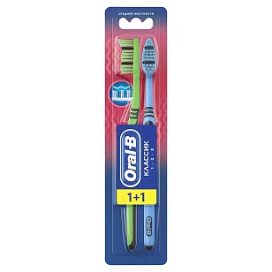 ORAL_B Зубная щетка 1 2 3 Классик 40 Medium 2шт