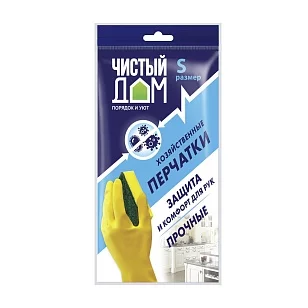 Чистый дом Перчатки хозяйственные латексные, S