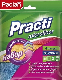 Paclan Салфетки из микрофибры Practi 30х30см, 4шт