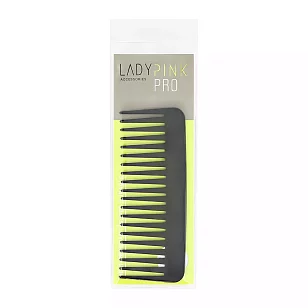 LADY PINK Расческа BASIC PROF с редкими зубьями черная 16см