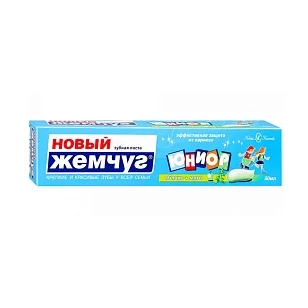 Новый жемчуг Зубная паста Юниор Яблоко и мята детская, 50мл
