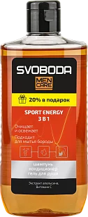 SVOBODA MEN CARE Шампунь-кондиционер-гель 3в1 SPORT ENERGY 290мл