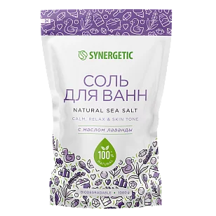 SYNERGETIC Соль д/ванн с маслом лаванды 1000г