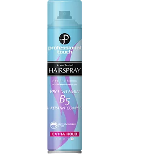 Professional Touch Лак д/волос Pro-Vitamin B5 & Keratin Complex экстрасильная фиксация 265мл