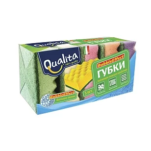 QUALITA Губки кухонные BUBBLE EFFECT, 5шт