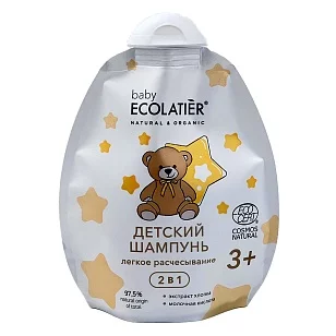 Ecolatier baby Детский Шампунь 2в1 Легкое расчесывание 3+ 250мл, Дой-Пак