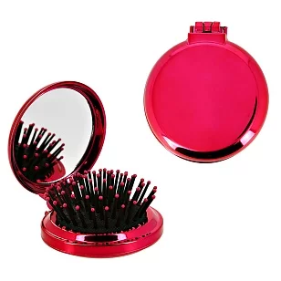 LADY PINK Расческа с зеркалом розовый металлик