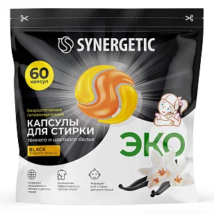 SYNERGETIC Капсулы-гель Black гипоаллергенные 60шт