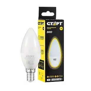 СТАРТ Эко Лампа светодиодная Свеча 7W 2700 К Е14 Теплый, свет