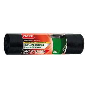 Paclan Мешки для мусора BIG&STRONG 240л 130х90см 20шт (черные)