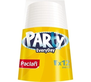 Paclan Party Стакан пластиковый белый Every day 200мл 12шт