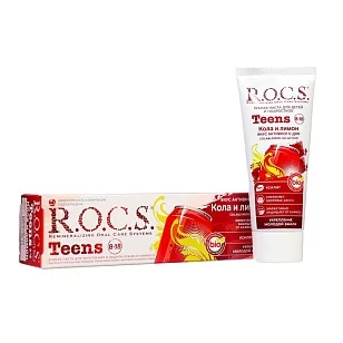 R.O.C.S. Teens Зубная паста детская Вкус активного дня Кола и Лимон, 74гр