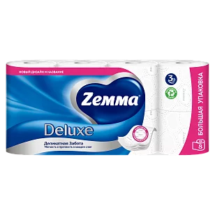 ZEMMA Deluxe Туалетная бумага 3-слойная Белая 8шт
